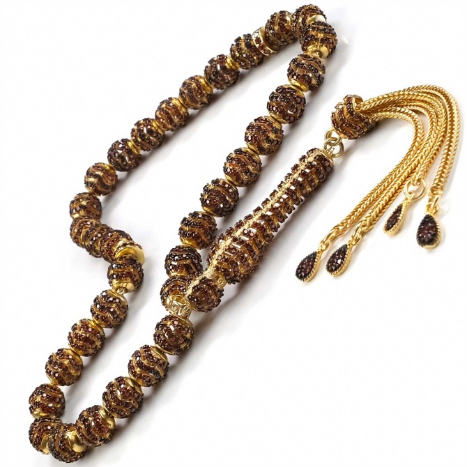 Special Design Zircon Engraved Silver Prayer Beads