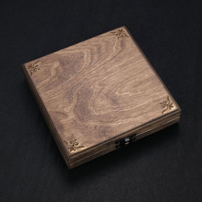 Özel Üretim Kare Ahşap Tesbih Kutusu Eskitme Kahve - Tesbihcibaba