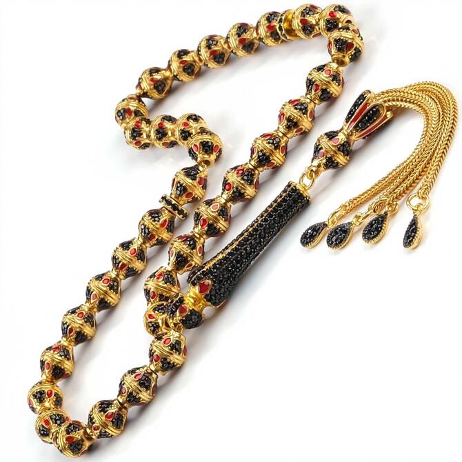 Özel Üretim Siyah Zirkon 925 Ayar Gümüş Tesbih - Tesbihcibaba