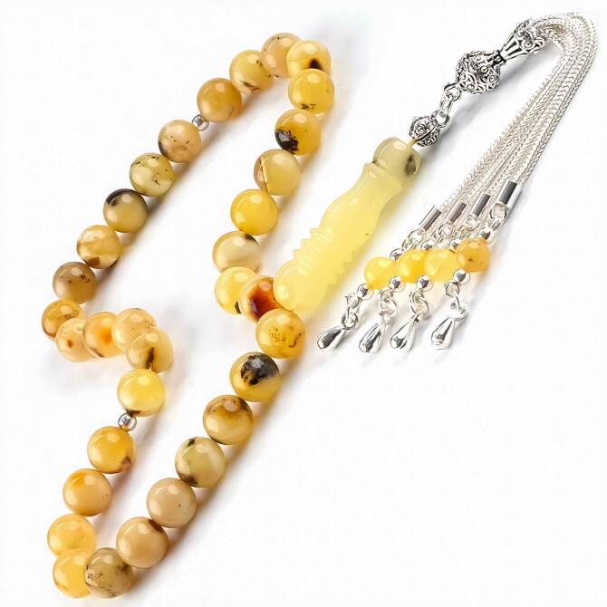 Özel Yapıda Doğal Misket Damla Kehribar Tesbih - Tesbihcibaba