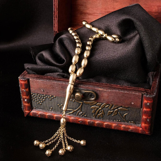 Özel Yapım 14 Ayar Sade Altın Tesbih - Tesbihcibaba