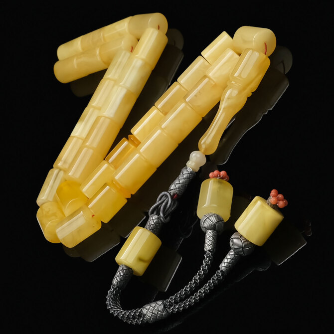 Özel Yapım İri Boy Koleksiyonluk Damla Kehribar Tesbih - Tesbihcibaba