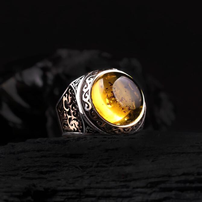 Special Yapım Karayip Amber Silver Ring