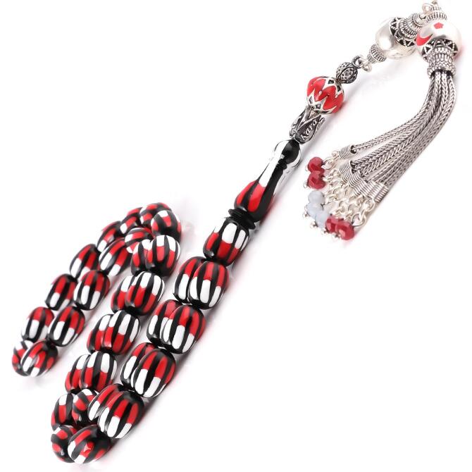 Özel Yapım Kırmızı Beyaz Taraftar Tesbihi - Tesbihcibaba