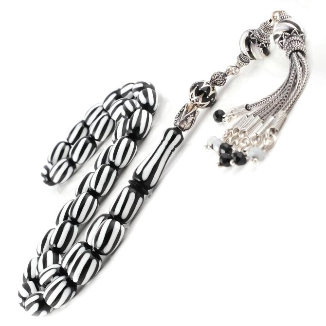 Özel Yapım Siyah Beyaz Taraftar Tesbihi - Tesbihcibaba