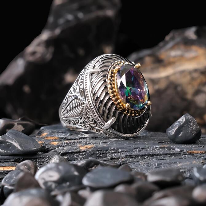 Paşa Model Zirkon Taşlı Gümüş Yüzük - Tesbihcibaba