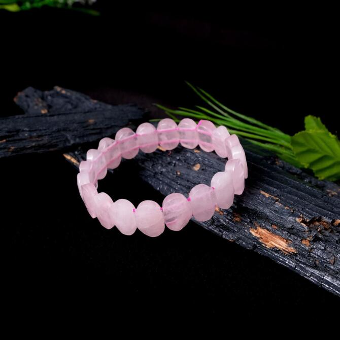 Pembe Kuvars Neşe Taşı Doğal Bileklik - Tesbihcibaba