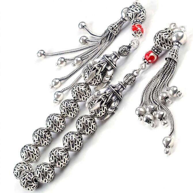 Pençe Püskül Zaza 925 Ayar Gümüş Tesbih - Tesbihcibaba