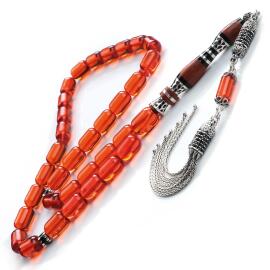 Portakal Çiçeği Nakkaş İmame Sıkma Kehribar Tesbih - 1