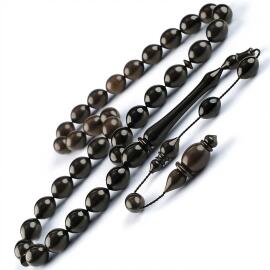 Premium Class Eşsiz Eser Kahverengi Oltu Taşı Tesbih - Tesbihcibaba