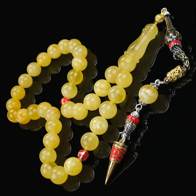 Premium Class Kaliningrad El Yapımı Püskül Kehribar Tesbih - Tesbihcibaba