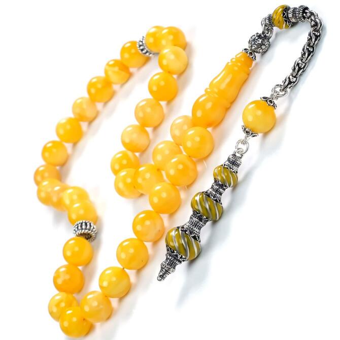 Premium Class Şems Püskül Antik Damla Kehribar Tesbih - Tesbihcibaba