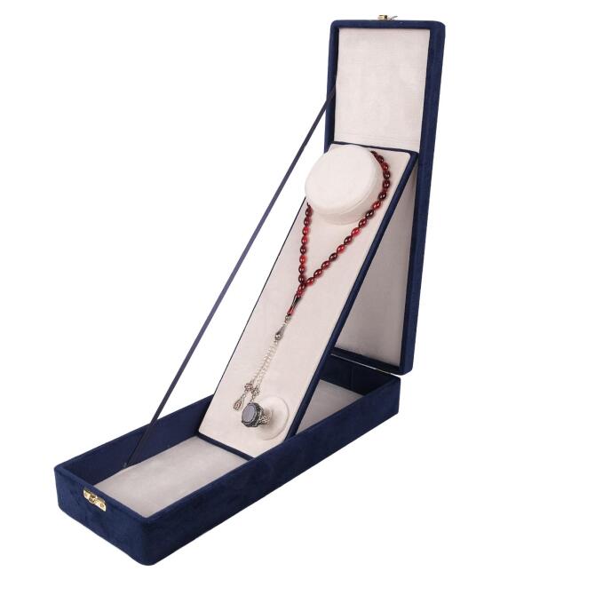 Premium Seri-Lacivert Kadife Tesbih ve Yüzük Kutusu - Tesbihcibaba