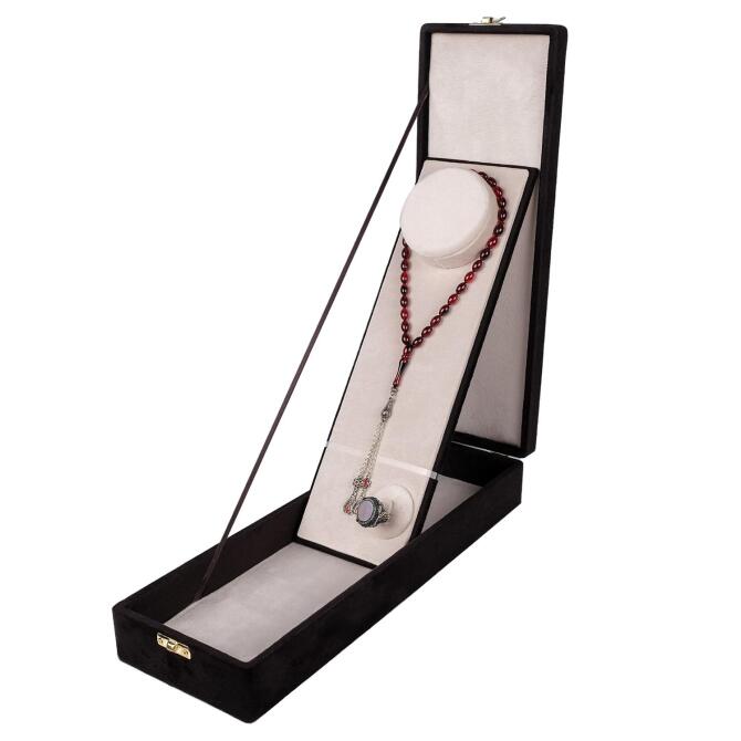 Premium Seri-Siyah Kadife Tesbih ve Yüzük Kutusu - Tesbihcibaba