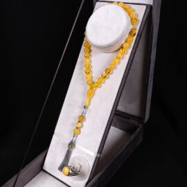 Prime Collection - Buğulu Küre Damla Kehribar Tesbih ve Yüzük Set - 1