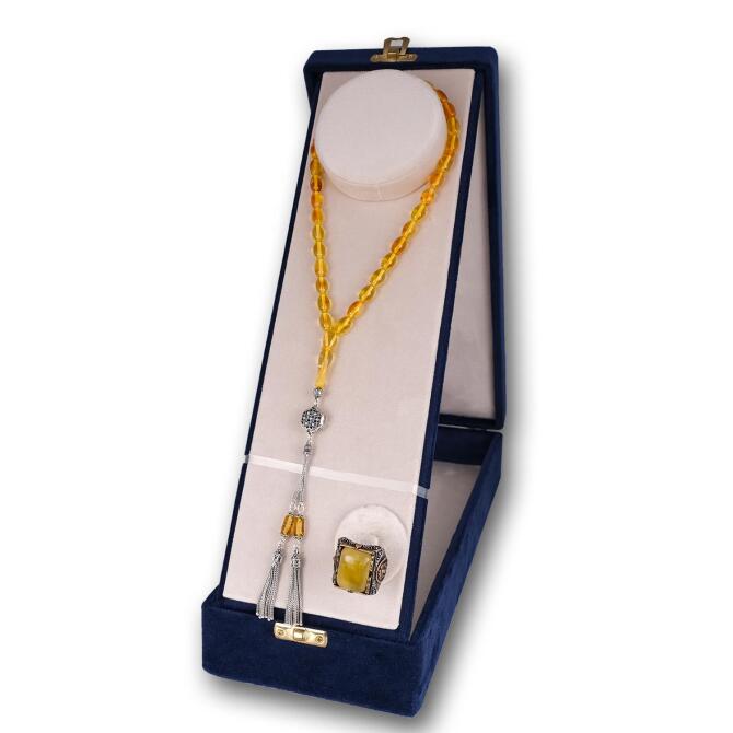 Prime Collection - Sinek Fosilli Damla Kehribar Seti - Tesbihcibaba