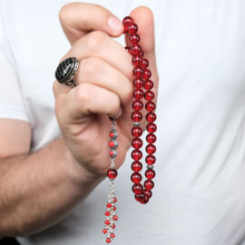 Red Amber Litvanya Yakutu Damla Kehribar Tesbih - 3