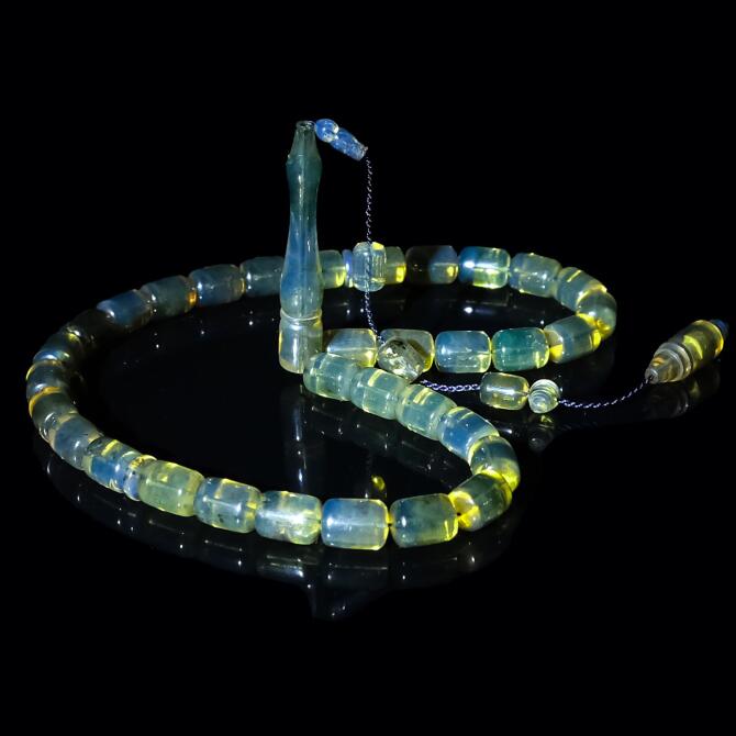 Red Dark Blue Eşsiz Eser Dominik Damla KehribarTesbih - Tesbihcibaba