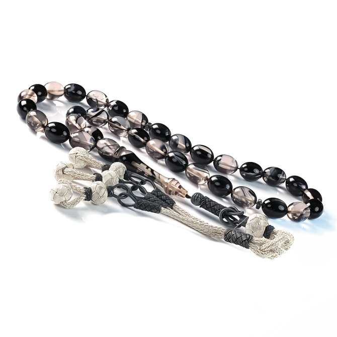 Reis Model Özel İşçilik Füme Gri Kazaziye Kehribar Tesbih - Tesbihcibaba