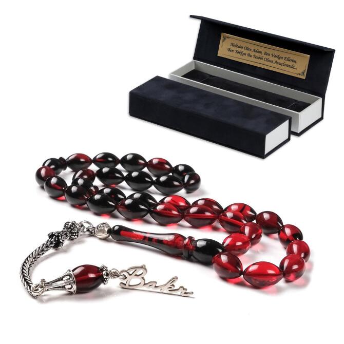 Renk Süzmesi Gece Kızılı Ateş Kehribarı İsimli Tesbih - Tesbihcibaba