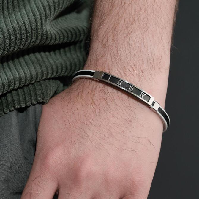 Roma Rakamlı Deri Çelik Bileklik - Tesbihcibaba