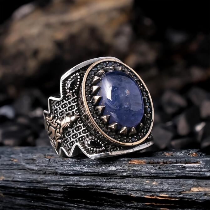 Ruh Çakrası Orjinal Tanzanit Stone-set 925 K Certified Silver Ring