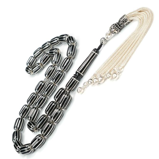 Saçaklı Püskül Usta İşçilik Erzurum Oltu Taşı Tesbih - Tesbihcibaba