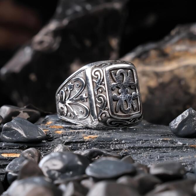 Sade Kalem İşleme Gümüş Yüzük - Tesbihcibaba