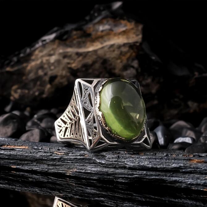 Sadrazam Karayip Drop Amber Silver Ring