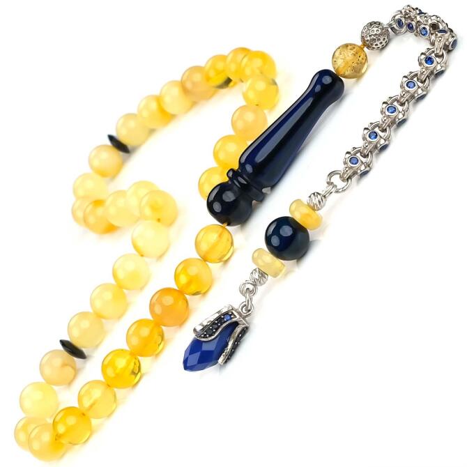 Safir İmame Hareli Damla Kehribar Tesbih - Tesbihcibaba