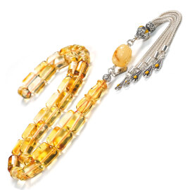 Şaheser Fosil Yanığı Kapsül Damla Kehribar Tesbih - 1