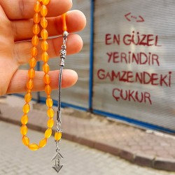 Sallamalık Çukur Sıkma Kehribar Tesbih - 1