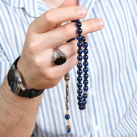 Sapphire Azure Mavi Elmas Damla Kehribar Tesbih - 3