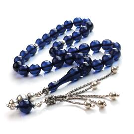 Sapphire Azure Misket Damla Kehribar Tesbih - 1