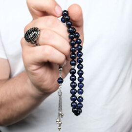 Sapphire Azure Misket Damla Kehribar Tesbih - 2