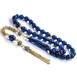Sapphire Azure Sky Blue Damla Kehribar Tesbih - 3