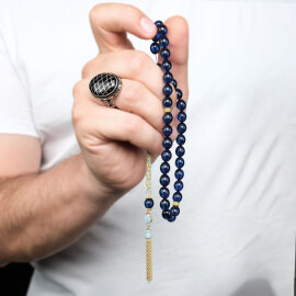 Sapphire Azure Sky Blue Damla Kehribar Tesbih - 2