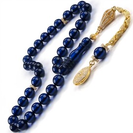 Sapphire Azure Beyaz Zirkon Püskül Damla Kehribar Tesbih - Tesbihcibaba