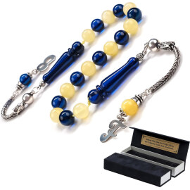 Sapphire Azure İce Amber Mix Zaza Damla Kehribar Tesbih - 1