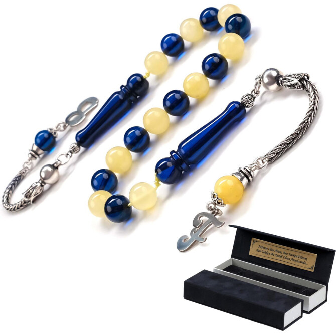Sapphire Azure İce Amber Mix Zaza Damla Kehribar Tesbih - Tesbihcibaba