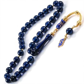Sapphire Azure Mavi Sancak Old Class Kehribar Tesbih - Tesbihcibaba