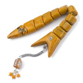 Sarı Hareli Sıkma Kehribar Tesbih - 2