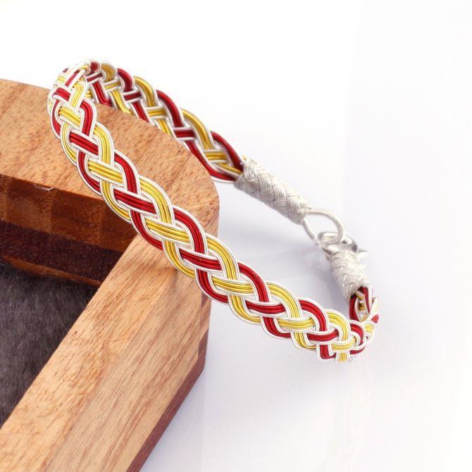 Sarı Kırmızı Gümüş Kazaz Bileklik - Tesbihcibaba