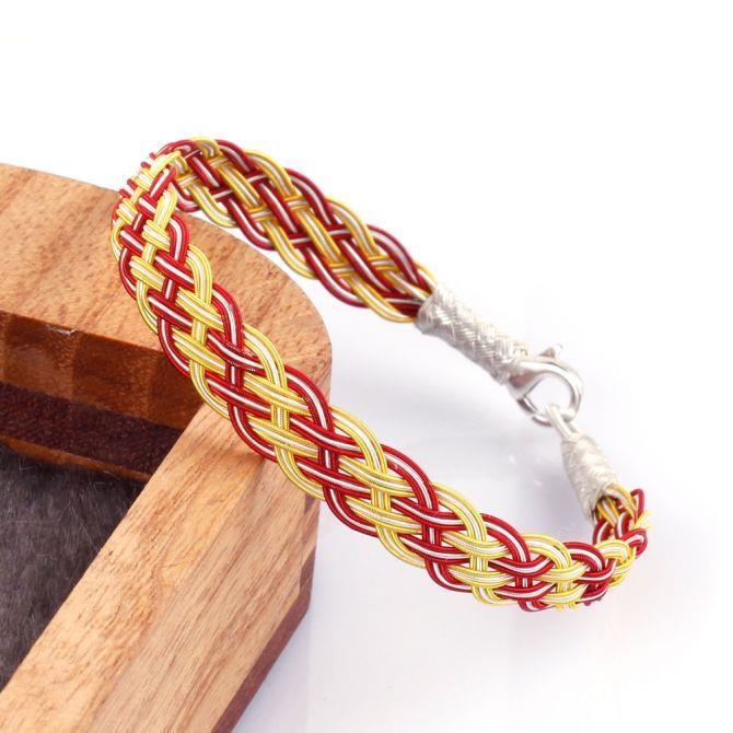 Sarı Kırmızı 1000 Ayar Gümüş Kazaz Bileklik - Tesbihcibaba