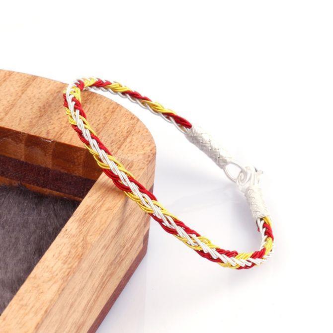 Sarı Kırmızı Burma Örgü Kazaz Bileklik - Tesbihcibaba