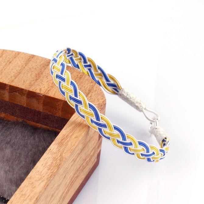 Sarı Lacivert Gümüş Kazaz Bileklik - Tesbihcibaba