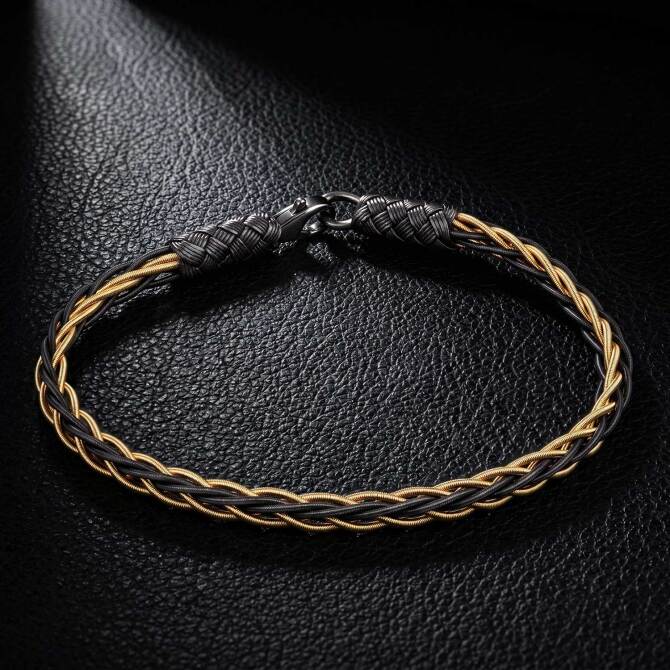 Yellow Black Twisted Woven Kazaziye Bracelet