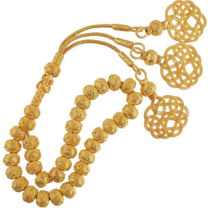 Sarı Yaldızlı El Örmesi Kazaz Tesbih - Tesbihcibaba