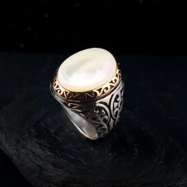 Sedefkar Özel Yapım Erkek Gümüş Yüzük - 4