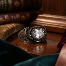 Şeffaf Renkte Özel Üretim Gümüş Yüzük - 1